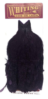 Whiting Coq de Leon Hen Cape Speckled Purple Saddle Hackle, Hen Hackle, Asst. Feathers