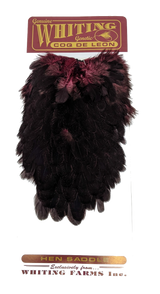 Whiting Coq de Leon Hen Saddle Speckled Burgandy Saddle Hackle, Hen Hackle, Asst. Feathers