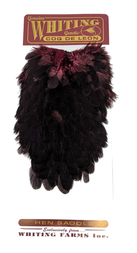 Whiting Coq de Leon Hen Saddle Speckled Burgandy Saddle Hackle, Hen Hackle, Asst. Feathers