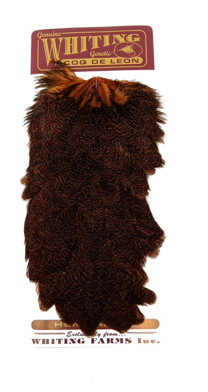 Whiting Coq de Leon Hen Saddle Speckled Burnt Orange Saddle Hackle, Hen Hackle, Asst. Feathers