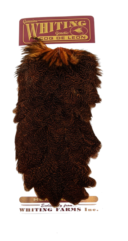 Whiting Coq de Leon Hen Saddle Speckled Burnt Orange Saddle Hackle, Hen Hackle, Asst. Feathers