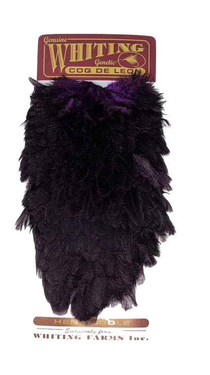 Whiting Coq de Leon Hen Saddle Speckled Purple Saddle Hackle, Hen Hackle, Asst. Feathers