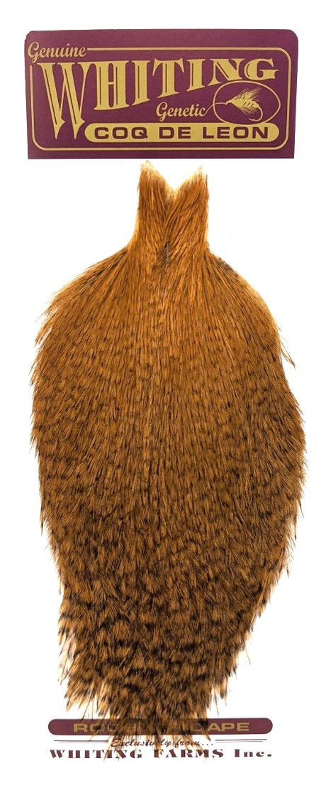 Whiting Coq De Leon Rooster Cape Speckled Medium Ginger Saddle Hackle, Hen Hackle, Asst. Feathers