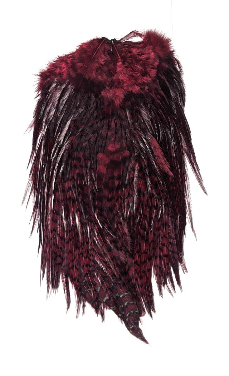 Whiting Freshwater Streamer Saddle Grizzly Dyed Claret Saddle Hackle, Hen Hackle, Asst. Feathers