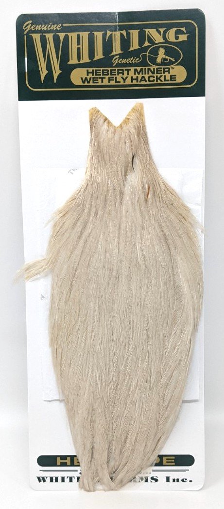 Whiting Hebert Miner Hen Cape Pale Watery Dun Saddle Hackle, Hen Hackle, Asst. Feathers