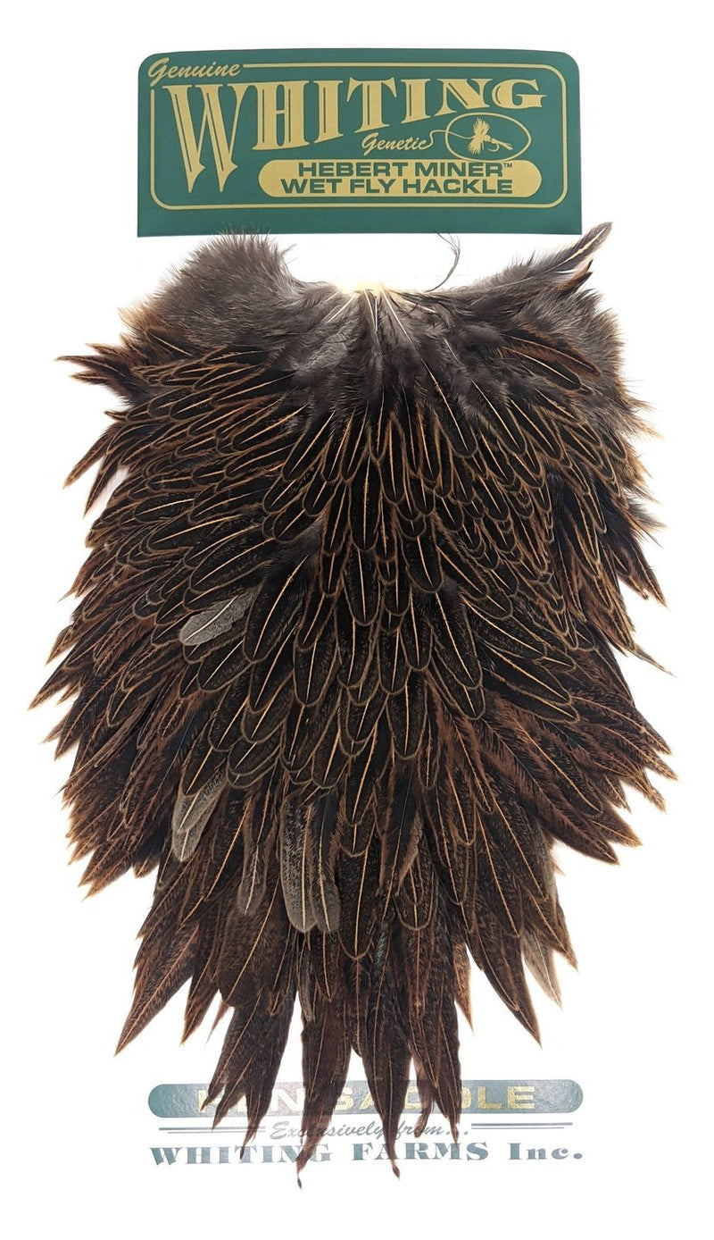 Whiting Hebert Miner Hen Saddle Wild Type Brown Saddle Hackle, Hen Hackle, Asst. Feathers