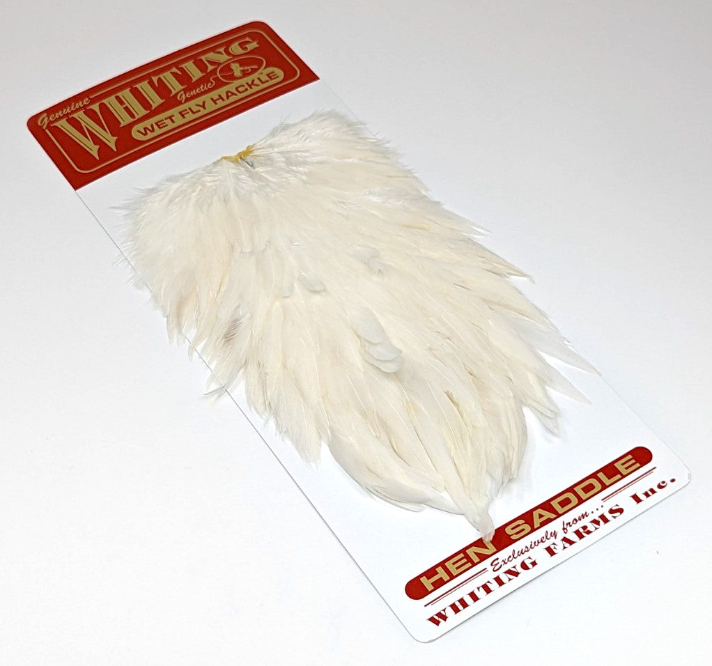 Whiting Hen Saddle White Saddle Hackle, Hen Hackle, Asst. Feathers