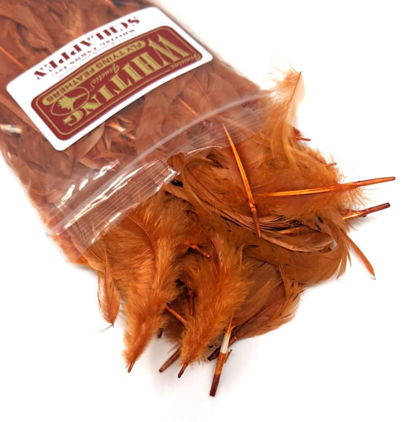 Whiting Schlappen Pack 1/4 Ounce Burnt Orange Saddle Hackle, Hen Hackle, Asst. Feathers