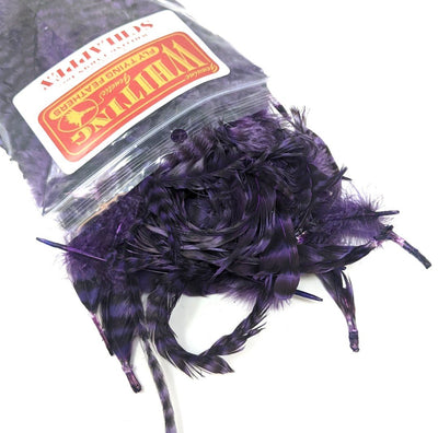 Whiting Schlappen Pack 1/4 Ounce Grizzly/Purple Saddle Hackle, Hen Hackle, Asst. Feathers