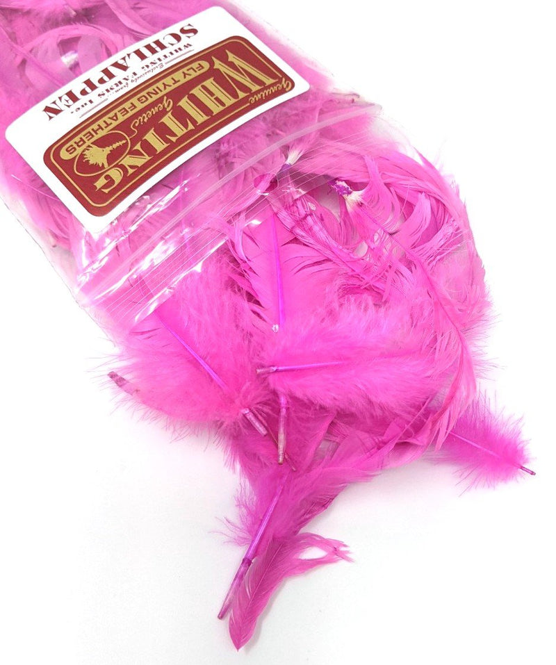 Whiting Schlappen Pack 1/4 Ounce Pink Saddle Hackle, Hen Hackle, Asst. Feathers