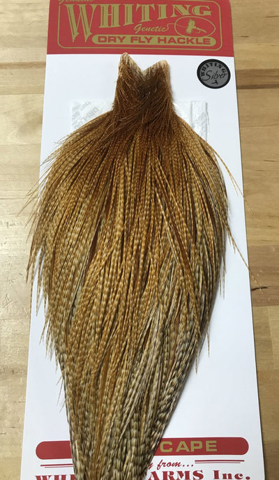 Whiting Silver Cape Barred Dark Ginger Dry Fly Hackle