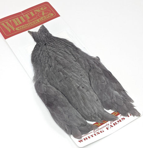 Whiting Winger Hen Cape White dyed Medium Dun Saddle Hackle, Hen Hackle, Asst. Feathers